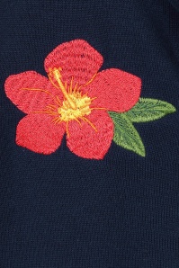 Banned Retro - Tropical Summer vest in marineblauw 3