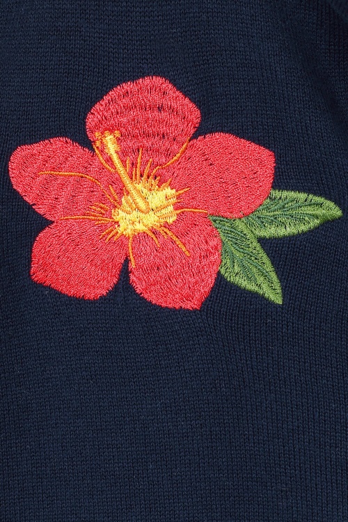 Banned Retro - Tropical Summer vest in marineblauw 3