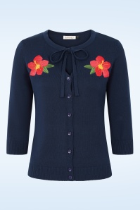 Banned Retro - Tropical Summer vest in marineblauw 2