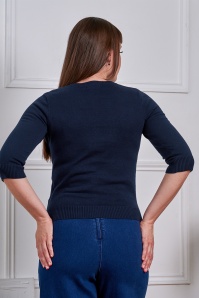 Banned Retro - Tropical Summer vest in marineblauw 4