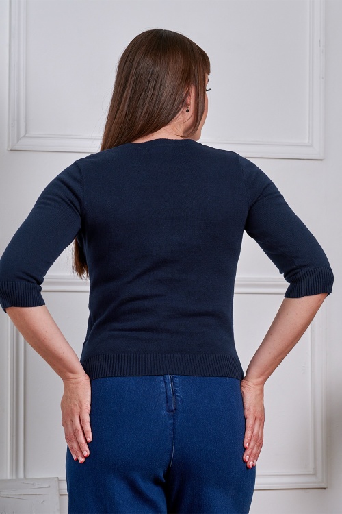 Banned Retro - Tropical Summer vest in marineblauw 4