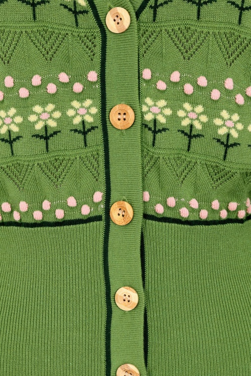 Banned Retro - Kitty Bloom vest in groen 3