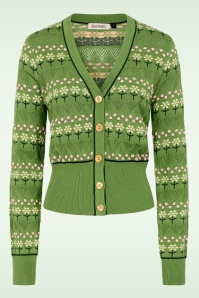 Banned Retro - Kitty Bloom vest in groen 2