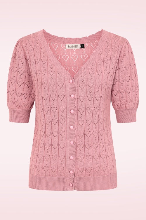 Banned Retro - Sweet Hearts vest in roze 2