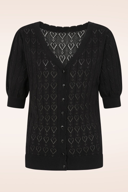 Banned Retro - Sweet Hearts vest in zwart 2