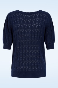 Banned Retro - Sweet Hearts vest in marineblauw 4