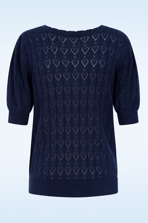 Banned Retro - Sweet Hearts vest in marineblauw 4