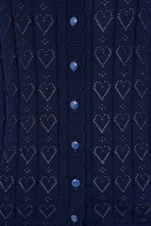 Banned Retro - Sweet Hearts vest in marineblauw 3