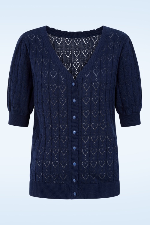 Banned Retro - Sweet Hearts vest in marineblauw 2