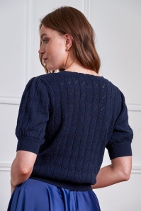 Banned Retro - Sweet Hearts vest in marineblauw 5