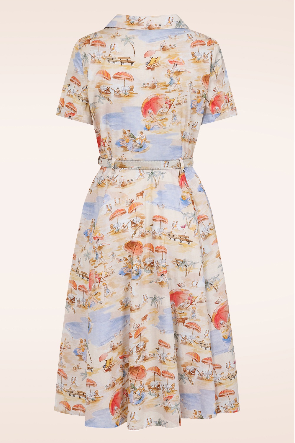 Banned Retro - Bella Retro Beach swing jurk in crème en multi 5