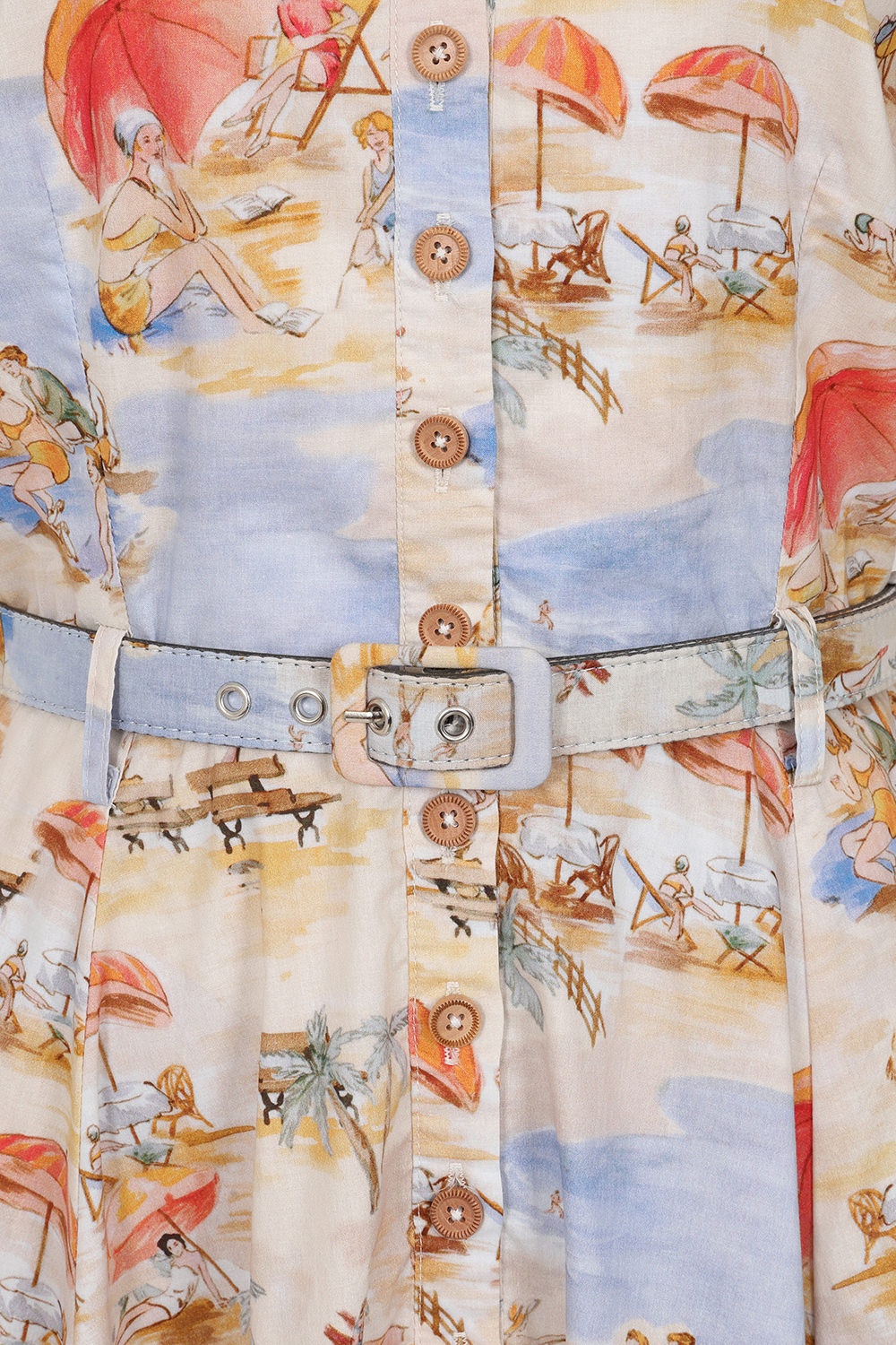 Banned Retro - Bella Retro Beach swing jurk in crème en multi 3