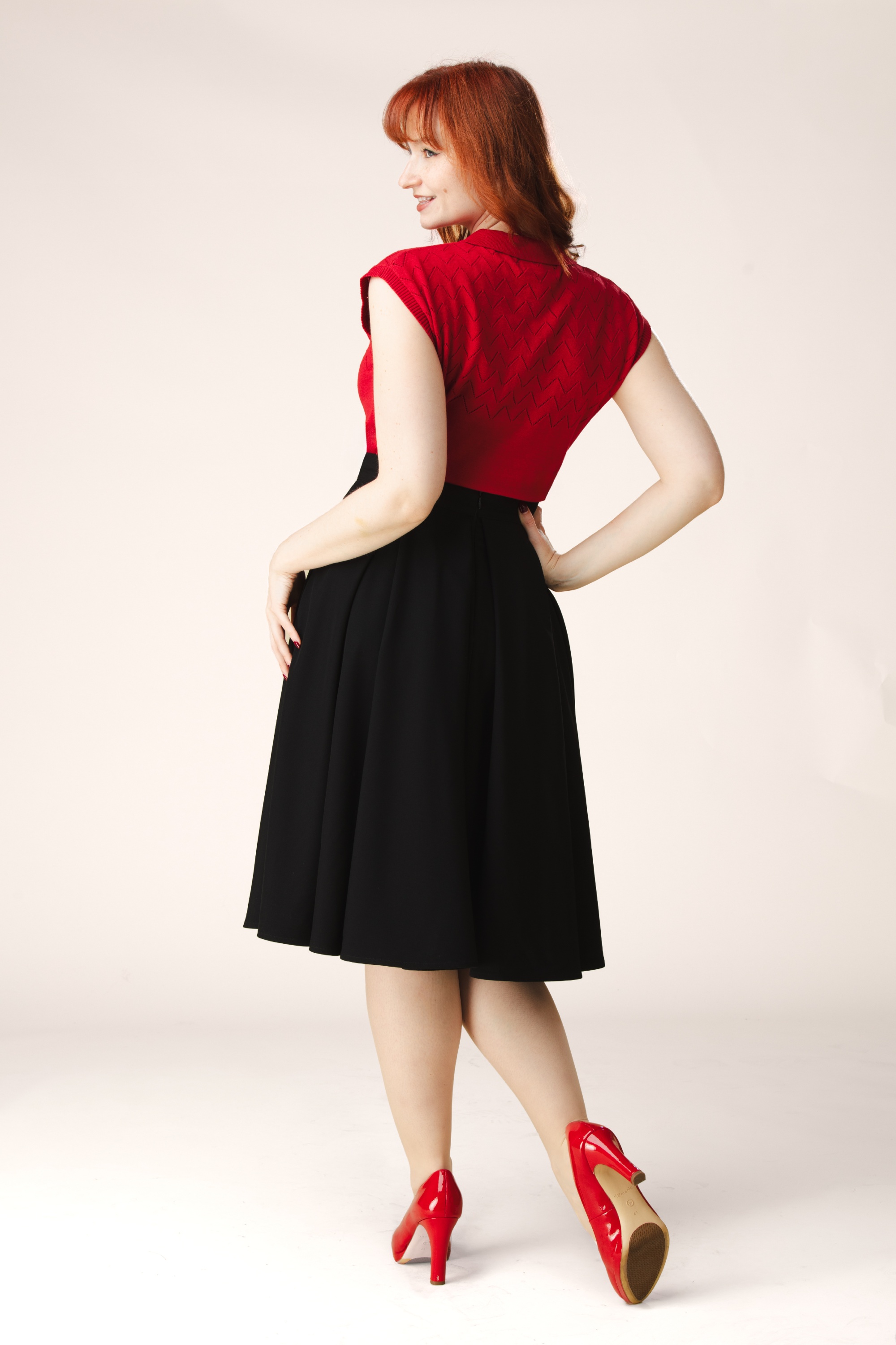 Topvintage Boutique Collection - Topvintage exclusive ~ Lola swing rok in zwart 4