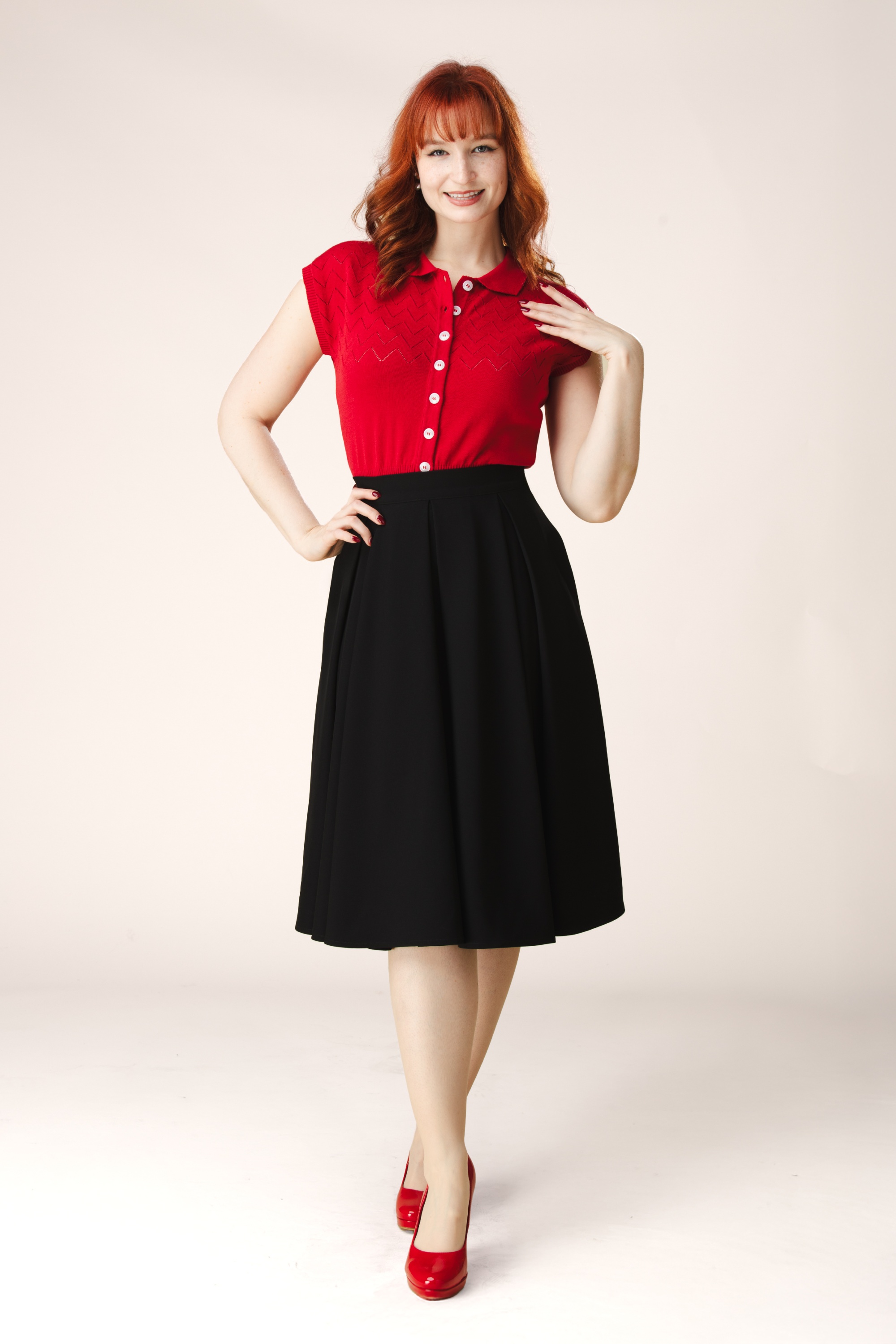 Topvintage Boutique Collection - Topvintage exclusive ~ Lola swing rok in zwart