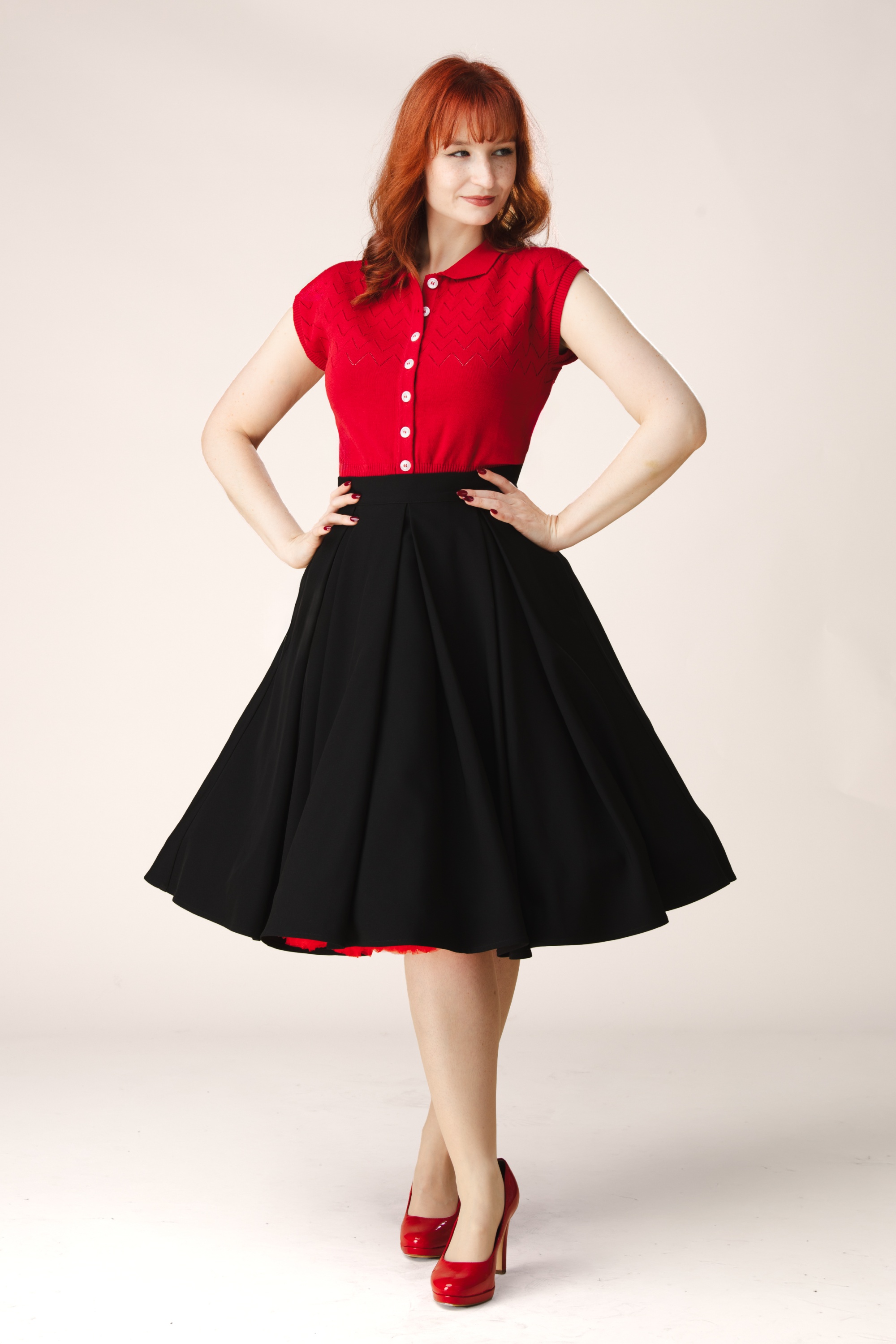 Topvintage Boutique Collection - Topvintage exclusive ~ Lola swing rok in zwart 3