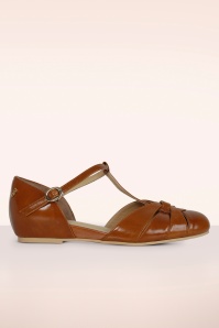 Charlie Stone - Montpellier T-Strap flats in kastanje