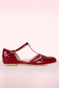 Charlie Stone - Valentina T-Strap flats in crimson rood