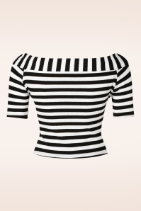 Topvintage Boutique Collection - Topvintage Exclusive ~ Adira Stripe top in zwart en wit 5