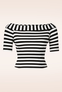 Topvintage Boutique Collection - Topvintage Exclusive ~ Adira Stripe top in zwart en wit 2