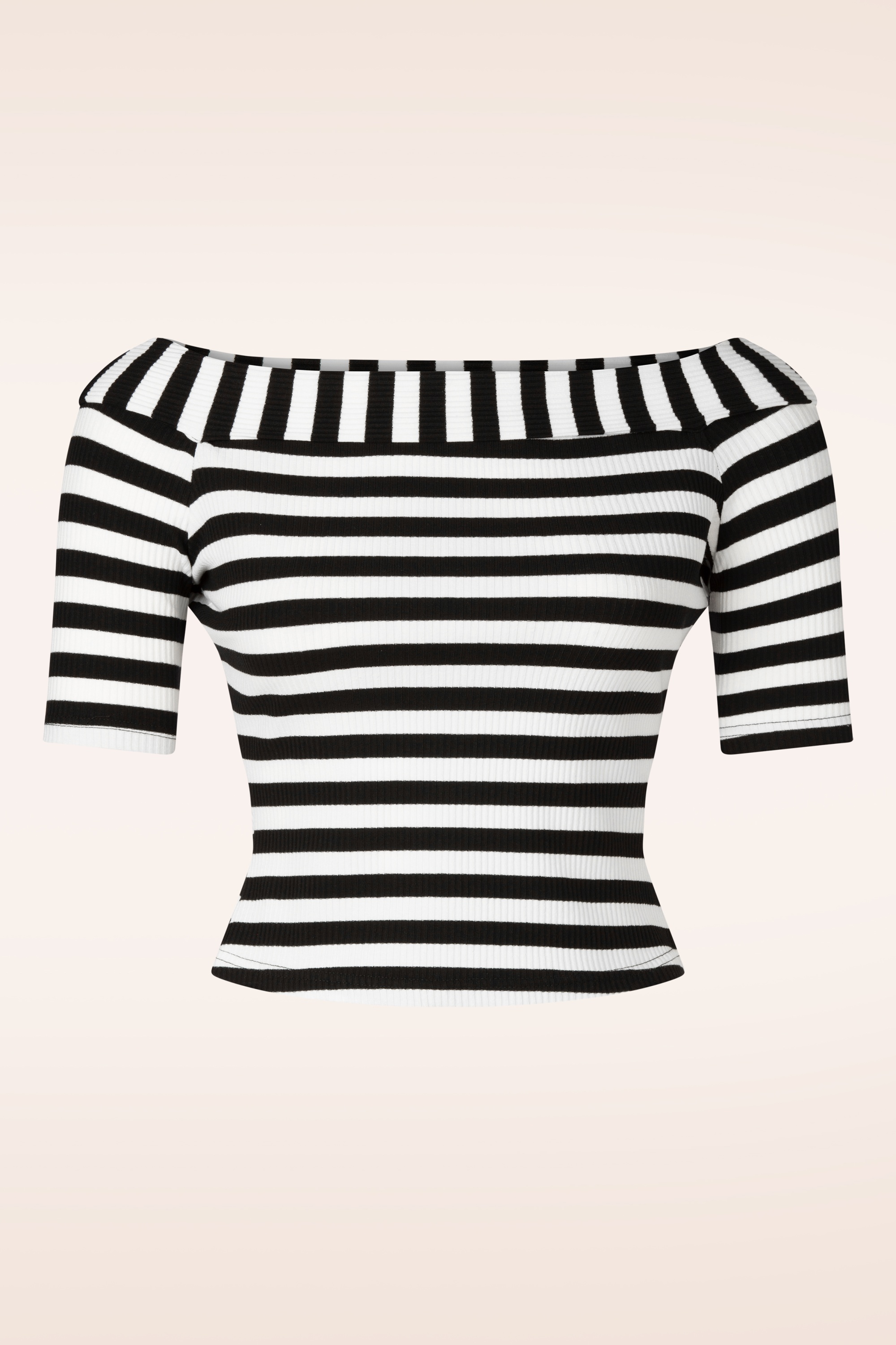 Topvintage Boutique Collection - Topvintage Exclusive ~ Adira Stripe top in zwart en wit 2