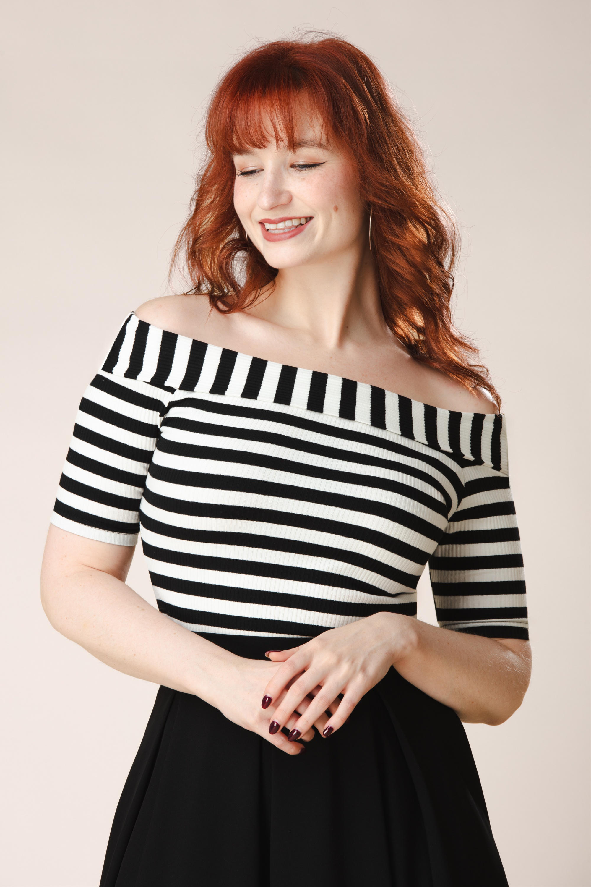 Topvintage Boutique Collection - Topvintage Exclusive ~ Adira Stripe top in zwart en wit