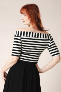 Topvintage Boutique Collection - Topvintage Exclusive ~ Adira Stripe top in zwart en wit 3