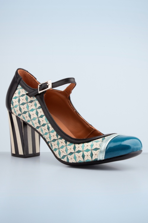 Nemonic - Juliet Mary Jane Monaco pumps in zwart en wit 3