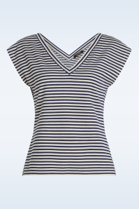 King Louie - Double V Mariniere Stripe top in beacon blauw 2