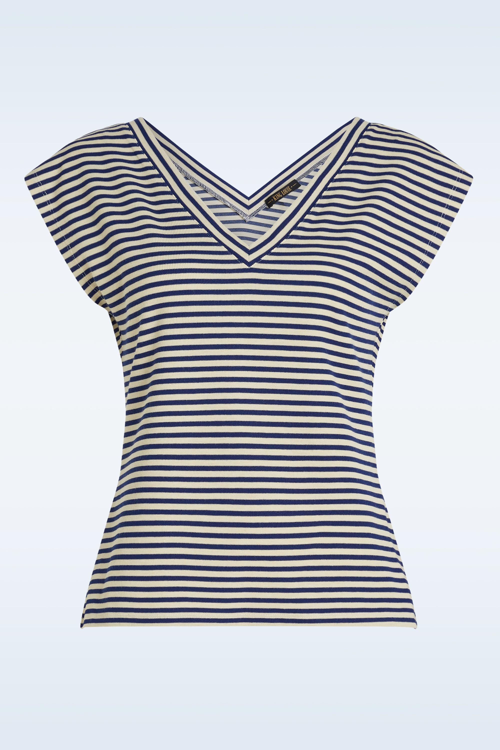 King Louie - Double V Mariniere Stripe top in beacon blauw 2