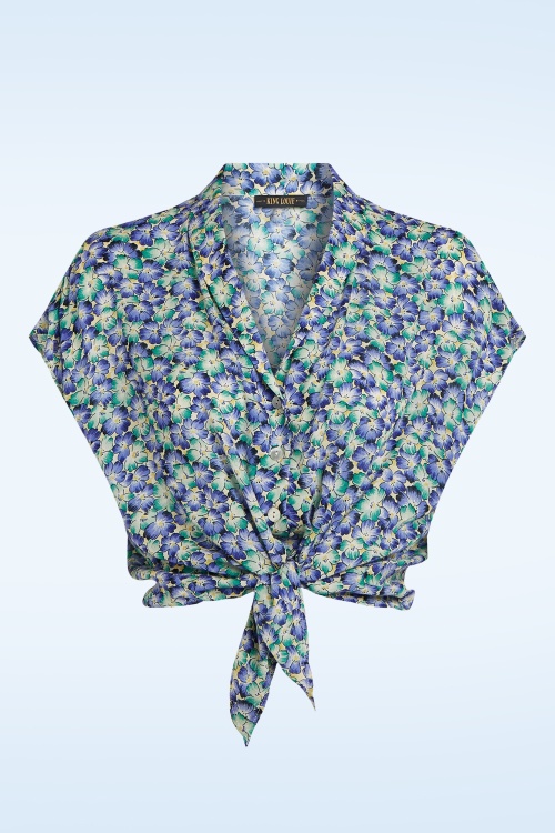 King Louie - Keeva Azores blouse in beacon blauw 2