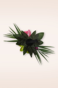Banned Retro - Tropical Bloom haarclip in fuchsia 3