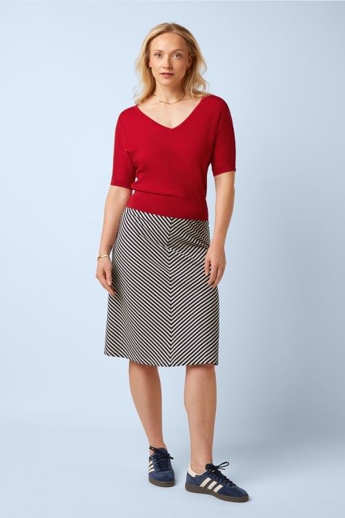 King Louie - Juno Panel Mariniere Stripe rok in beacon blauw