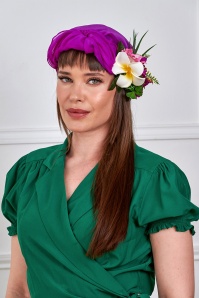 Banned Retro - Island Breeze haarclip in wit en fuchsia 2