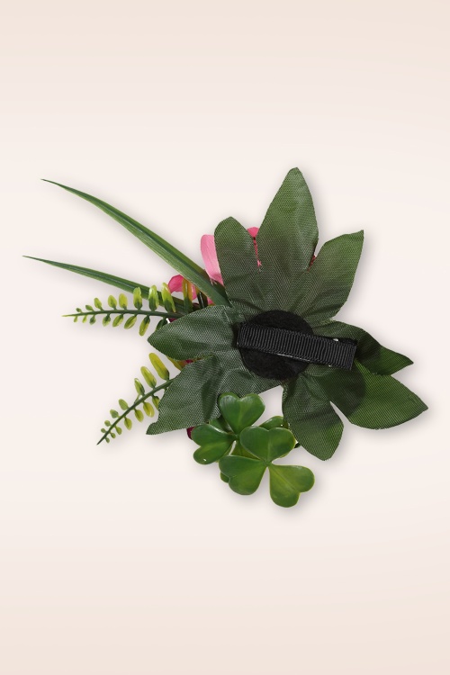 Banned Retro - Island Breeze haarclip in wit en fuchsia 4