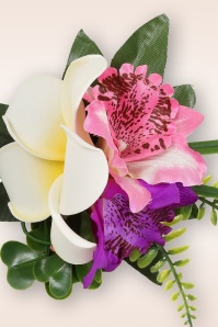 Banned Retro - Island Breeze haarclip in wit en fuchsia 3