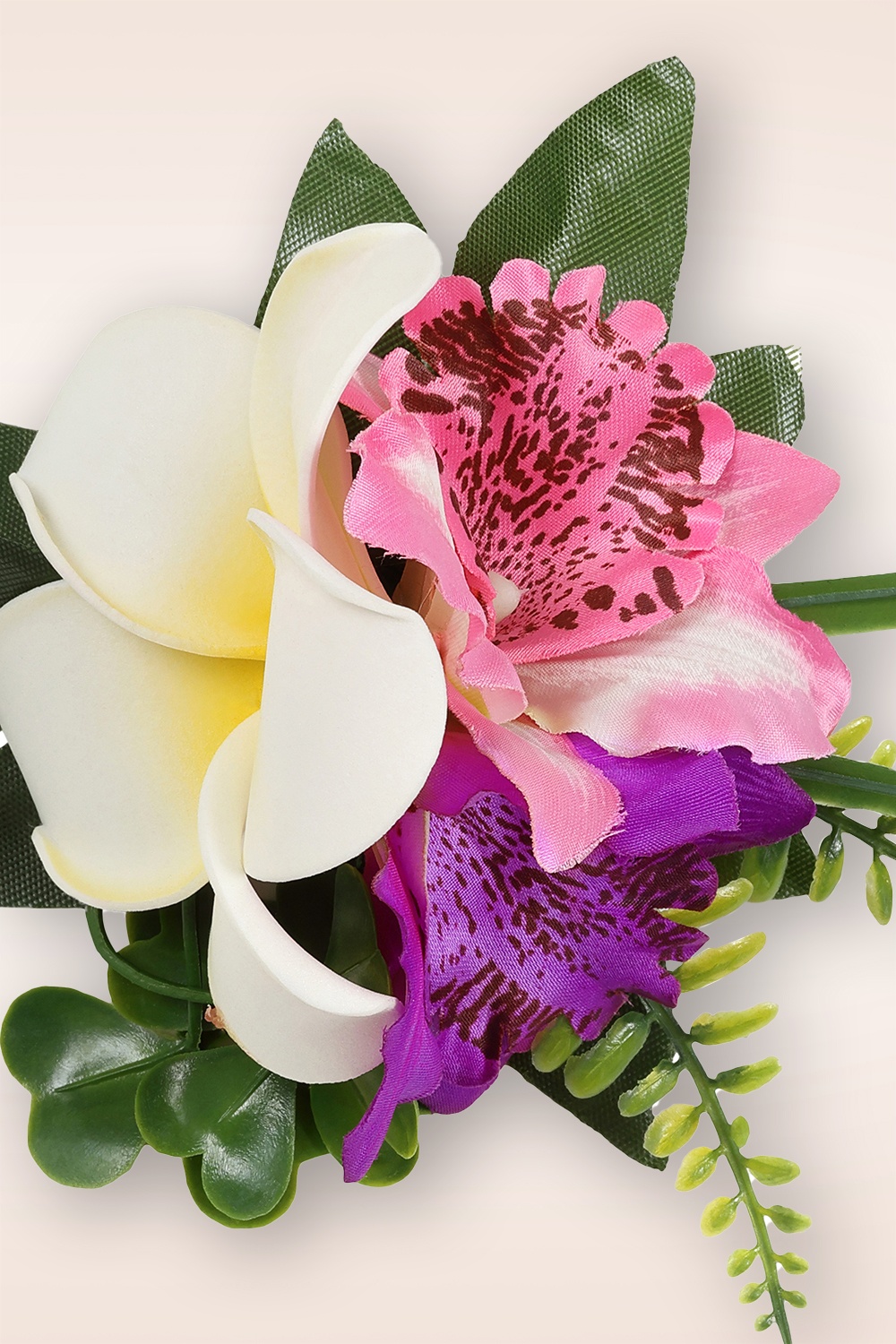 Banned Retro - Island Breeze haarclip in wit en fuchsia 3