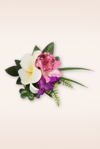 Banned Retro - Island Breeze haarclip in wit en fuchsia