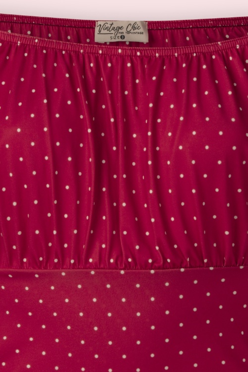 Vintage Chic for Topvintage - Topvintage exclusive ~ Belinda pin dot off-shoulder top in rood 2