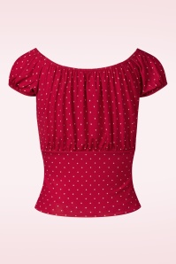 Vintage Chic for Topvintage - Topvintage exclusive ~ Belinda pin dot off-shoulder top in rood 4