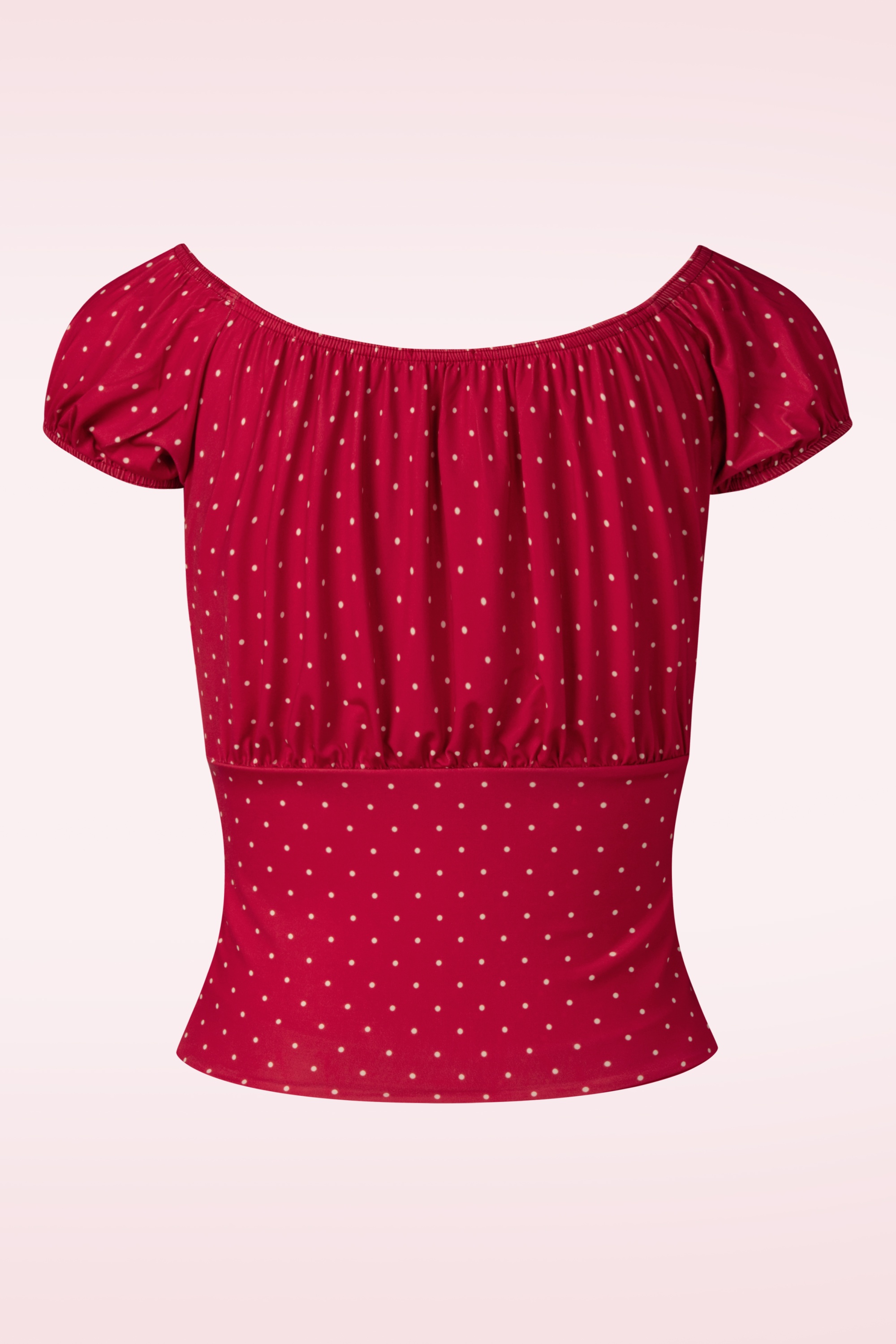 Vintage Chic for Topvintage - Topvintage exclusive ~ Belinda pin dot off-shoulder top in rood 4