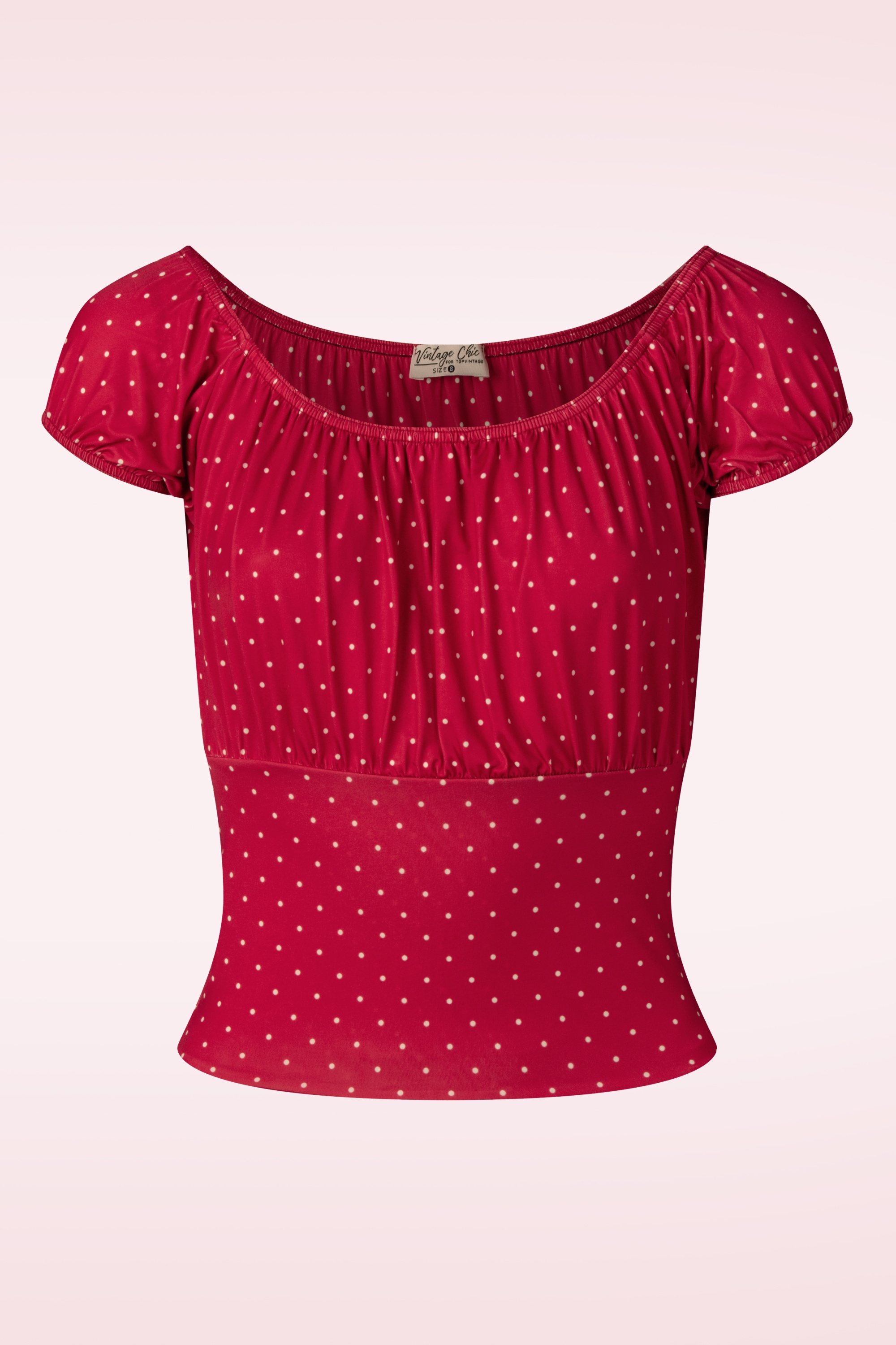 Vintage Chic for Topvintage - Topvintage exclusive ~ Belinda pin dot off-shoulder top in rood 3