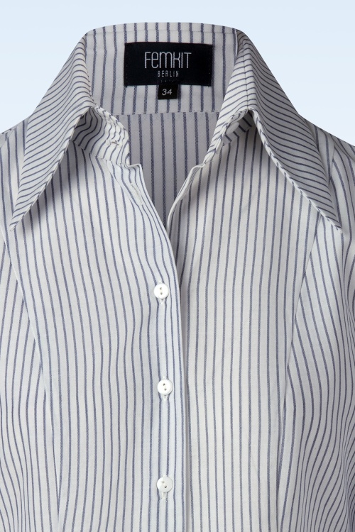 Femkit - Agnes Striped blouse in wit en marineblauw 2