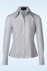Femkit - Agnes Striped blouse in wit en marineblauw