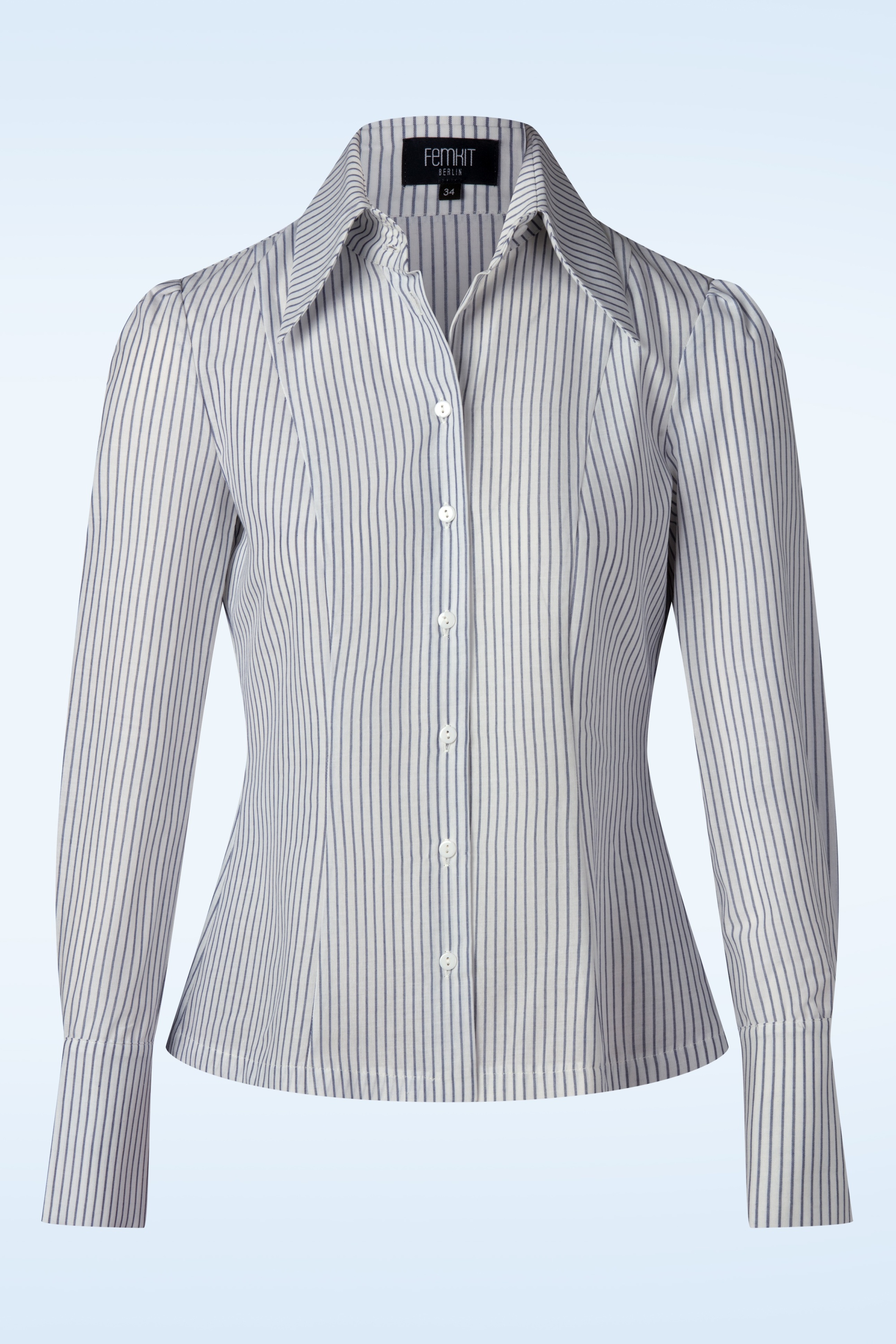 Femkit - Agnes Striped blouse in wit en marineblauw