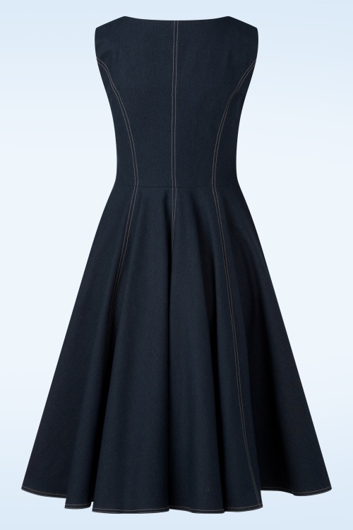 Femkit - Heide pinafore denim jurk in donkerblauw 3