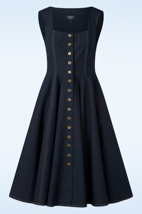 Femkit - Heide pinafore denim jurk in donkerblauw