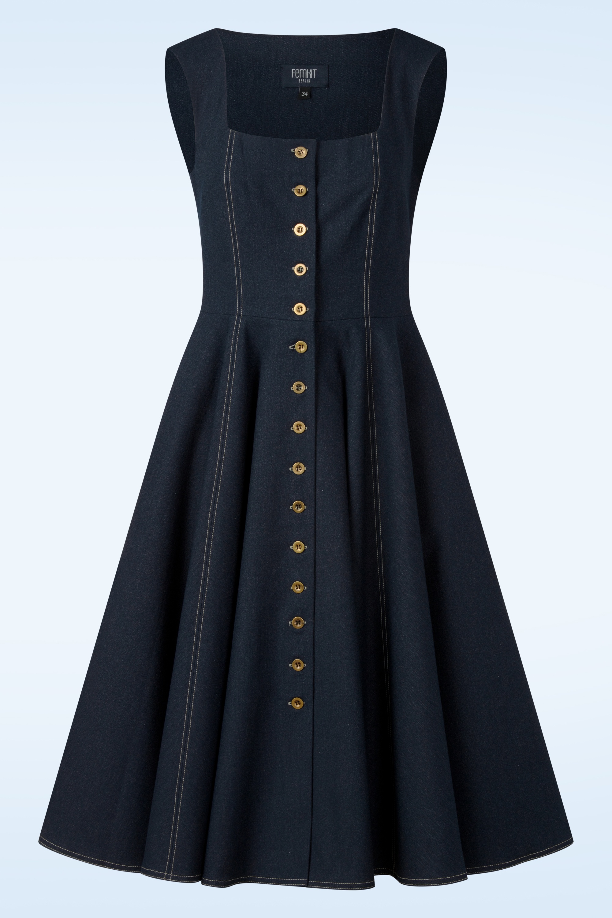 Femkit - Heide pinafore denim jurk in donkerblauw