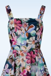 Hearts & Roses - Topvintage exclusive ~ Livia Blossom swing jurk in donkerblauw en multi 2