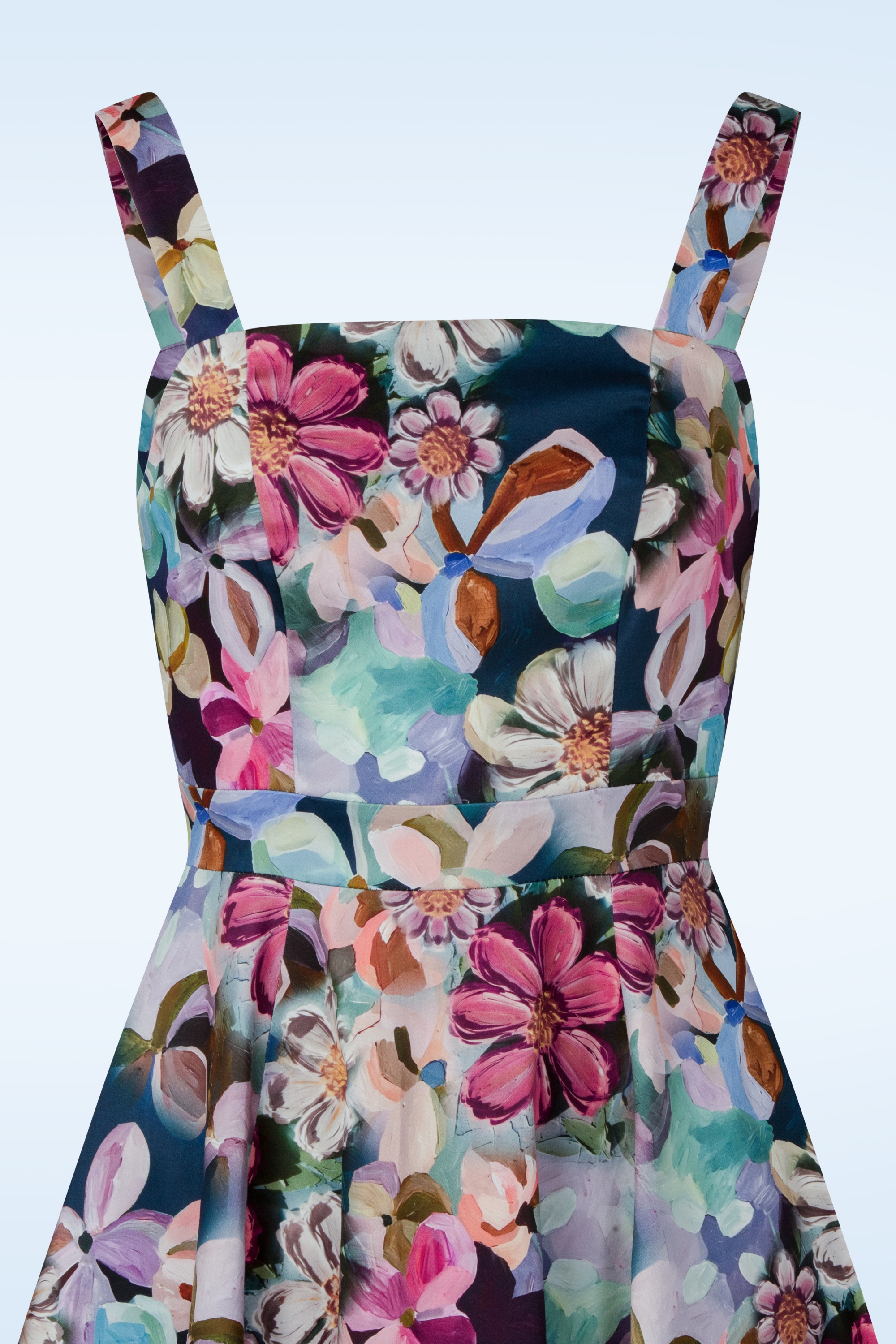 Hearts & Roses - Topvintage exclusive ~ Livia Blossom swing jurk in donkerblauw en multi 2