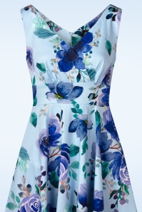Hearts & Roses - Topvintage exclusive ~ Breezy Blooms swing jurk in blauw 2